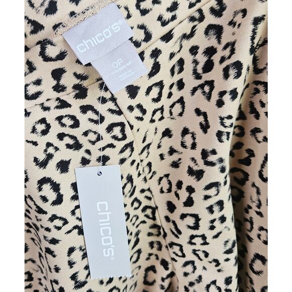 NEW Chicos Ponte Knit Animal Print Leggings Pants Size 0P 4P Tan Black &89 - Picture 5 of 10